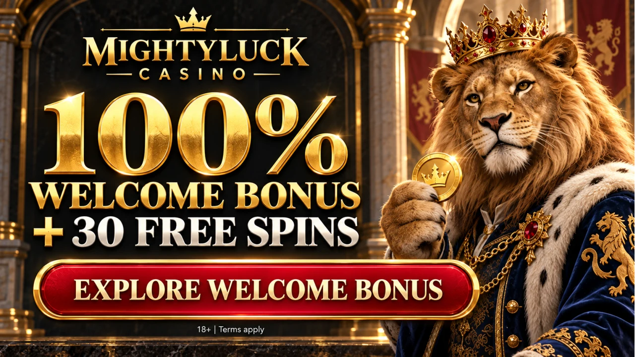 MightyLuck Casino: 100% welcome bonus plus 30 free spins. Explore Welcome Bonus. 18+, terms apply.